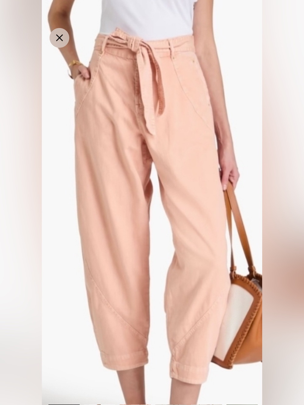 Zimmermann Peach Tie-Waist Cropped Trousers
